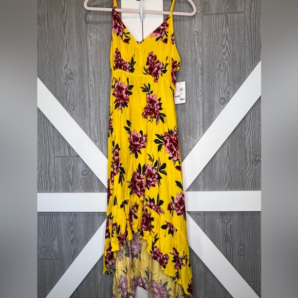 344. NWT Womens Yellow Floral Sundress Maxi Dress Spaghetti Strap Ruffle Hem XXL - Picture 2 of 5